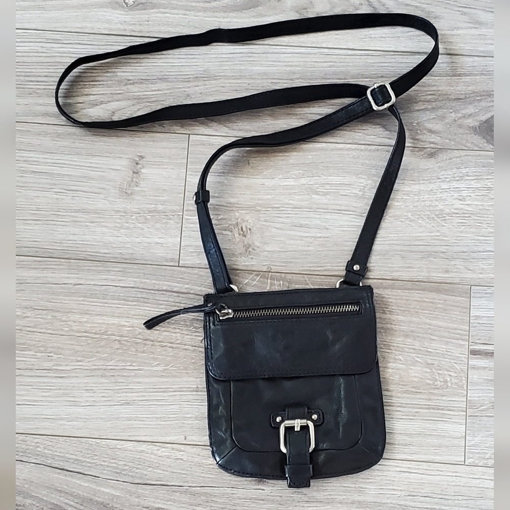 Banana Republic Black Leather Lambskin Sloan Swingpac Mini Crossbody, EUC